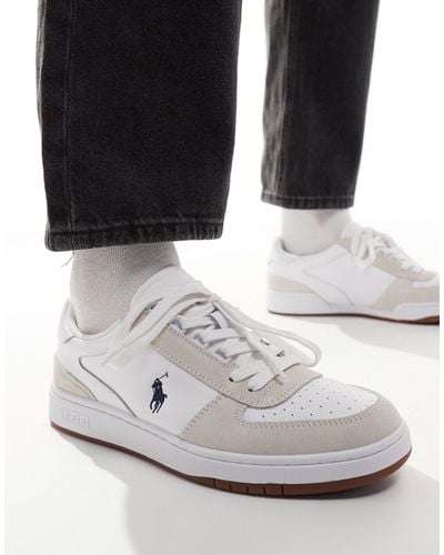 Polo Ralph Lauren Court Leather Trainer With Pony Logo - White