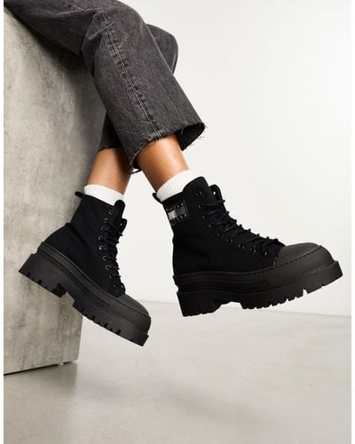 Tommy Hilfiger Canvas Ankle Boots - Black