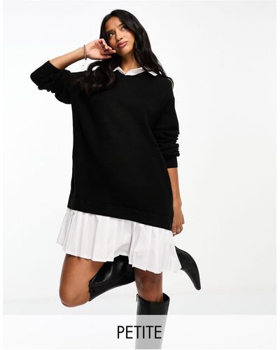 Threadbare Petite - bing - vestito maglia con camicia 2 - Nero
