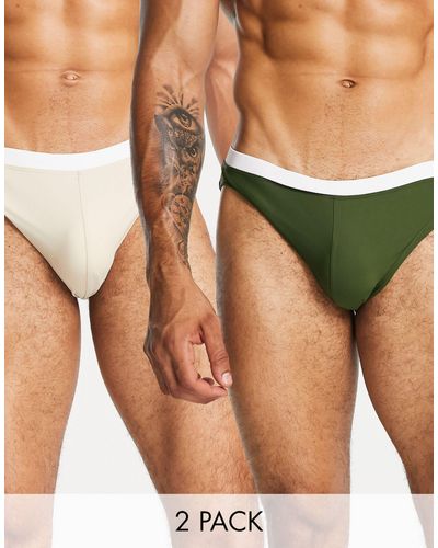 ASOS 2 Pack Swim Briefs With Contrast White Tipping - Multicolour