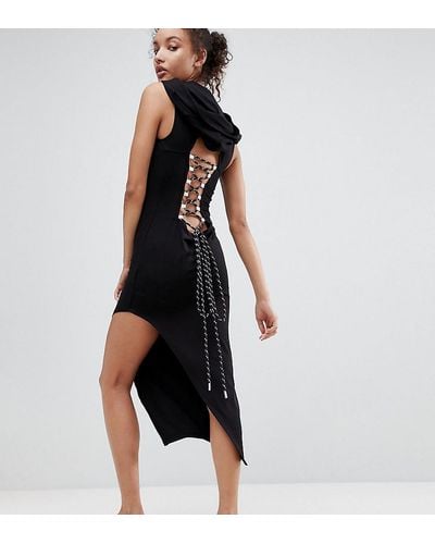 Ivy Park Lace Up Cutaway Dress - Black