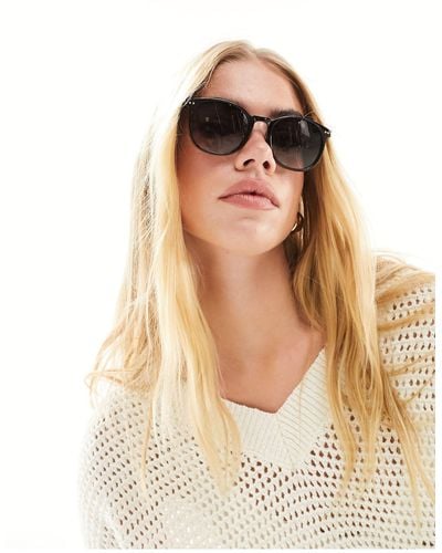 ASOS Fine Frame Round Sunglasses - White