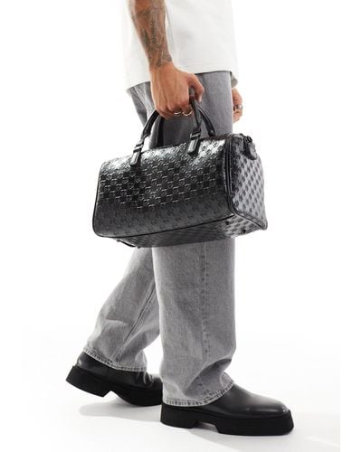 ASOS Medium Bowling Bag With Checkerboard Emboss - Black