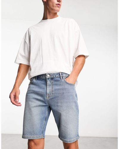 ASOS Pantaloncini di jeans skinny lunghezza normale lavaggio medio - Blu