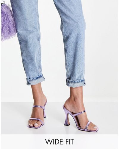 ASOS Wide Fit Nasia Heeled Mules - Blue