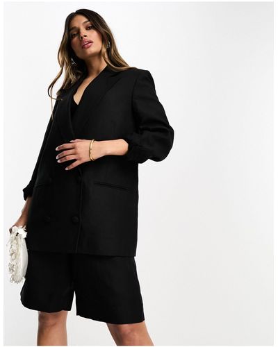 AllSaints Petra Linen Blazer - Black