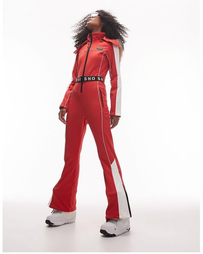 TOPSHOP Sno Ski Suit With Skinny Flare - Red