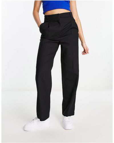 ASOS Tapered Mom Trouser With Linen - Black