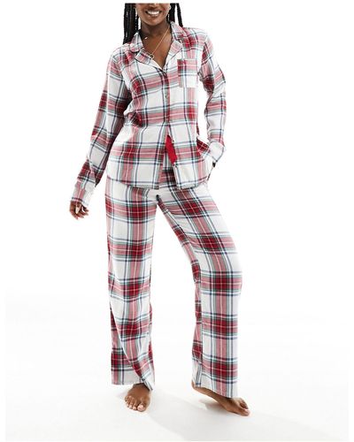 Hollister Pyjama en flanelle à carreaux écossais - rouge et blanc