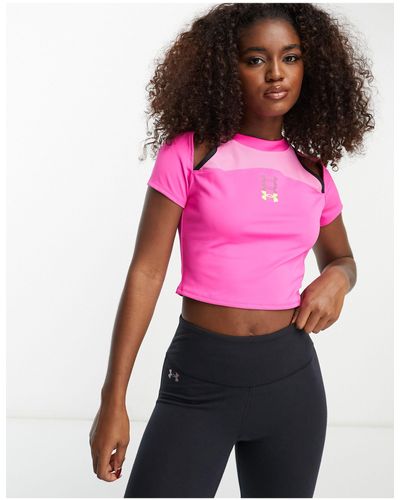 Under Armour Run anywhere - crop top manches courtes - Rose