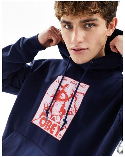 Obey Sudadera con capucha come play with us - Azul
