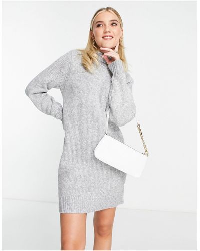 ASOS Knitted Mini Dress With High Neck - White
