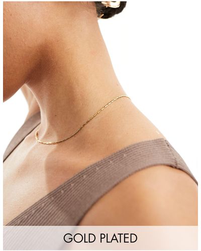 Orelia 18k Plated Bar Link 16"" Chain Necklace - Natural