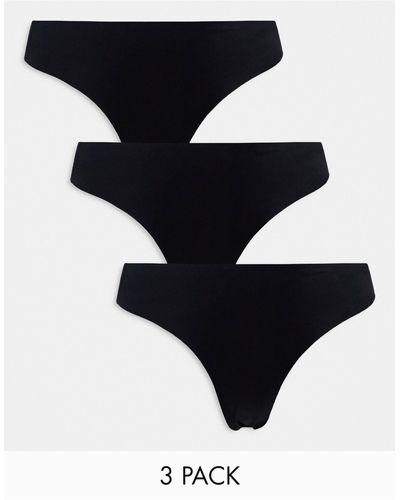 Pieces 3 Pack Seamless Thongs - Black