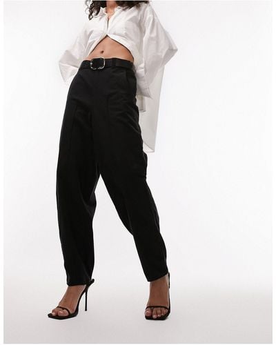 TOPSHOP Pantaloni a vita alta slavato con gamba a palloncino e pinces - Bianco