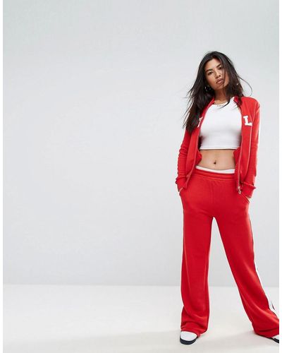 Fila Tracksuit Bottoms With Side Stripe - Red