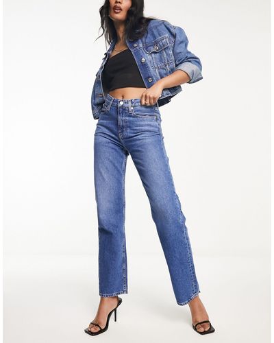 Calvin Klein Jeans Met Rechte Pijpen En Hoge Taille - Blauw