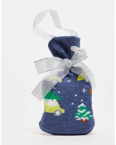 Loungeable Christmas Taxi Socks With Matching Gift Bag - Blue
