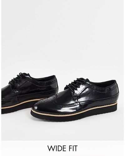 Truffle Collection Wide Fit Casual Lace Up Brogues - Black
