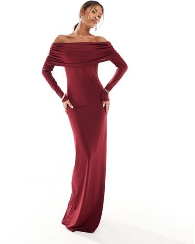 ASOS Extreme Bardot Maxi Dress - Red
