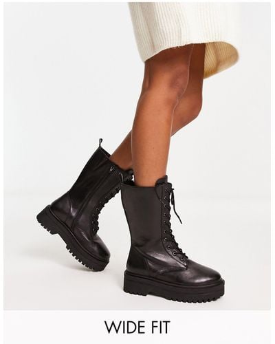 Simply Be Wide fit – utility-ankle-boots aus em kunstleder mit schnürung, weite passform - Weiß