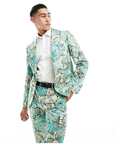 Twisted Tailor Morris Floral Suit Jacket - Blue