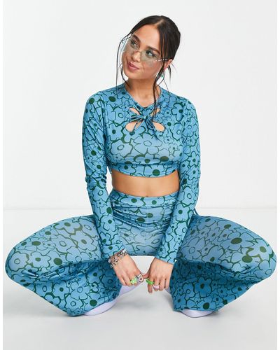 Another Reason Cut Out Crop Top Co-ord - Blue