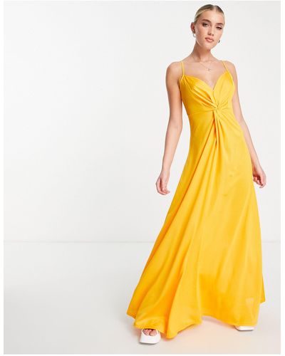 ASOS Twist Front Cami Maxi Dress - Yellow