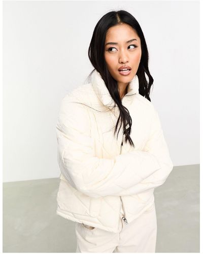 Pieces Diagnoal Quilted Padded Jacket - White