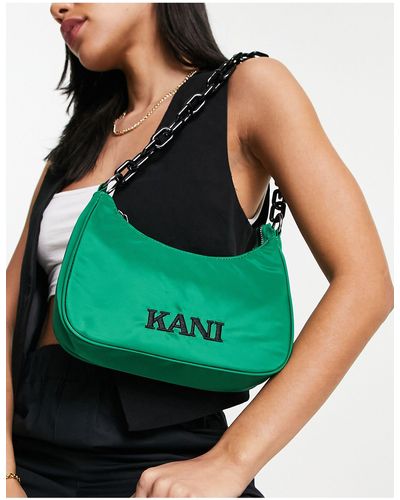 Karlkani – retro-handtasche aus em satin - Grün