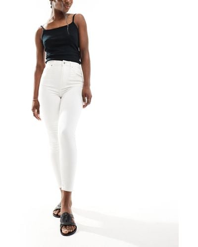 Bershka High Waisted Skinny Jeans - White
