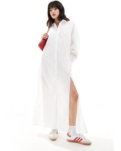 ASOS Maxi Shirt Dress With High Double Split - White