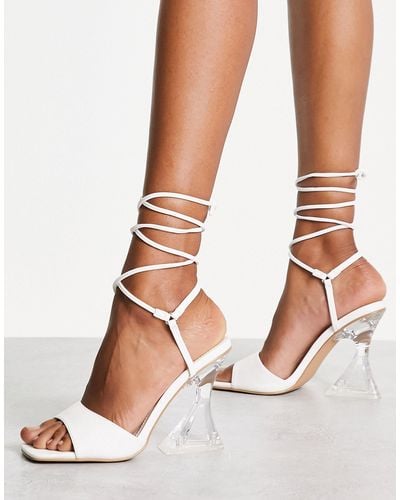 TOPSHOP Rilee Two Part Ankle Tie Sandals - White