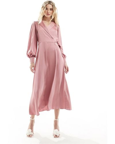 Vila Bridesmaid Wrap Full Maxi Dress - Pink