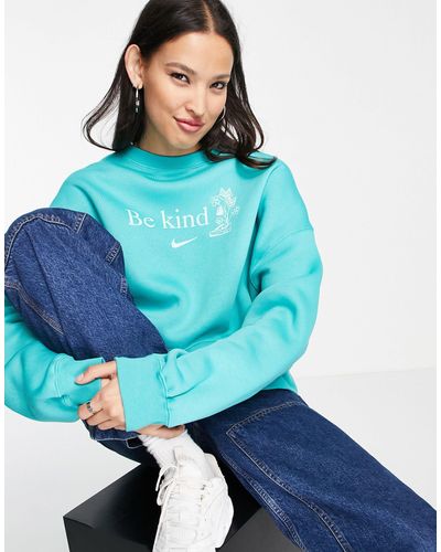 Nike Be Kind - Cropped Sweatshirt Van Fleece Met Ronde Hals - Blauw