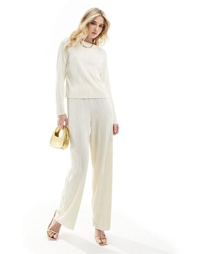 Y.A.S Pantalon d'ensemble texturé à taille haute - crème - Blanc