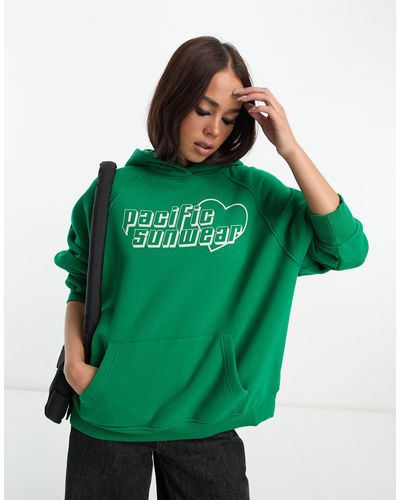 PacSun Sudadera holgada con capucha y estampado gráfico "pacfic sports" - Verde