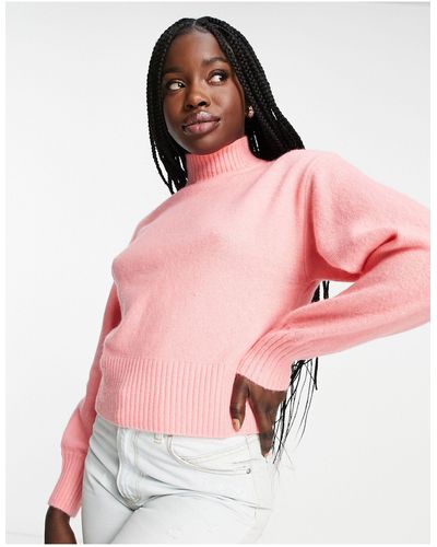 Monki High Neck Knit Sweater - Pink