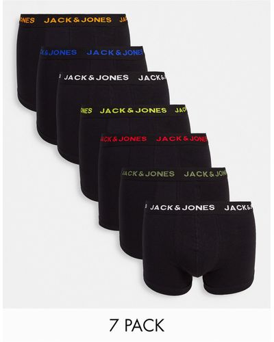 Jack & Jones Confezione da 7 paia di boxer aderenti neri con fascia - Nero