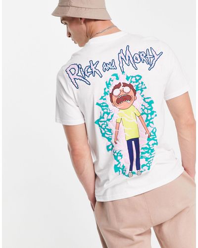 Pull&Bear T-shirt With Rick & Morty Back Print - White