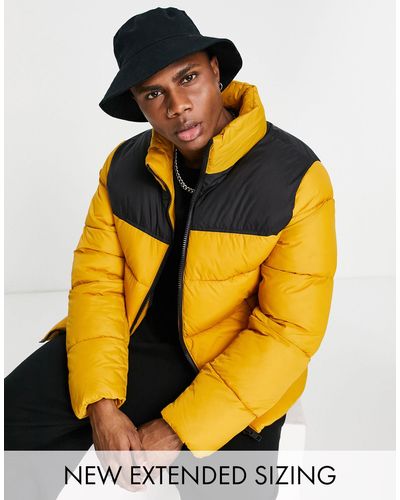 ASOS Puffer Jacket With Contrast Panel - Yellow
