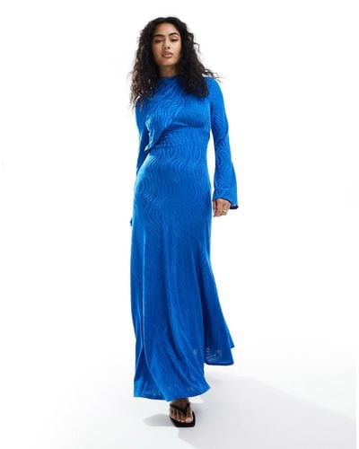 DASKA High Neck Maxi Dress - Blue