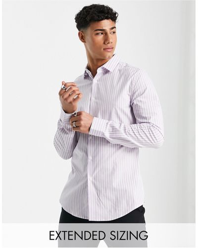 ASOS Skinny Stripe Smart Shirt - Purple