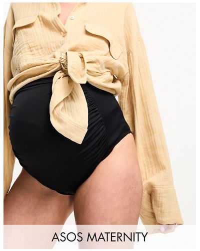 ASOS Asos Design Maternity Mix And Match Gathered High Waist Bikini Bottom - Black