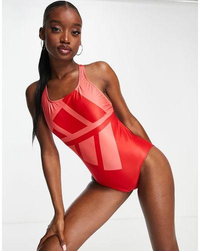 adidas Originals Adidas Swim 3 Bar Logo Swimsuit - Red