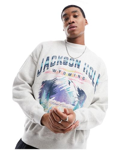 Abercrombie & Fitch Jackson Hole Ski Resort Print Sweatshirt - White