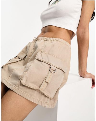 Miss Selfridge Cargo Pocket Detail Mini Skirt - Natural