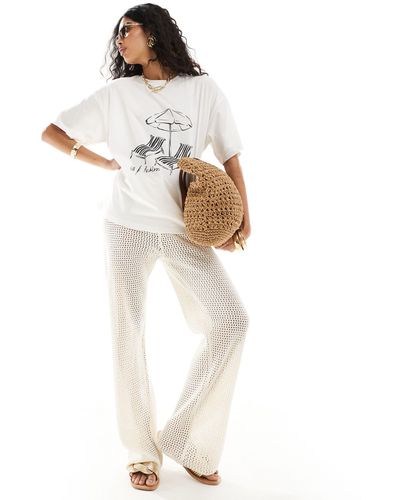 4th & Reckless Minori Crochet Beach Trouser Co-ord - White