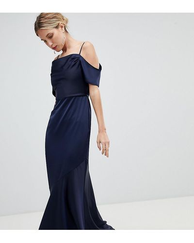 Oasis Occasion Slinky Cowl Neck Maxi Dress - Blue