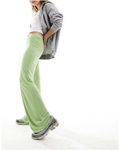 Monki Super Soft Wide Leg Trousers - Green